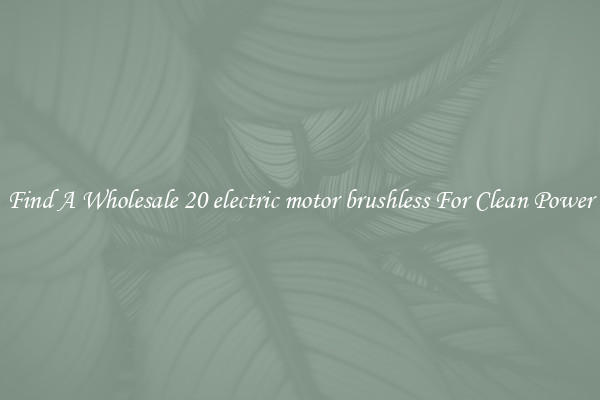 Find A Wholesale 20 electric motor brushless For Clean Power